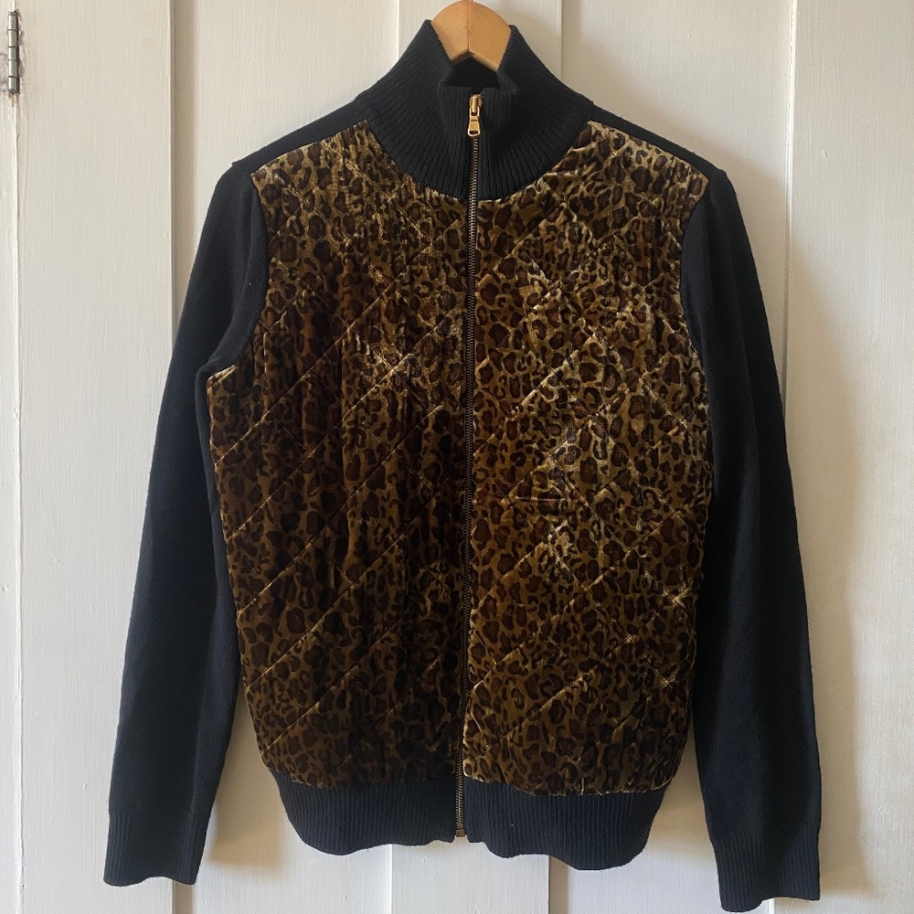Ralph Lauren Full-zip Velour Jacket In Leopard Print Made of Wool & Silk